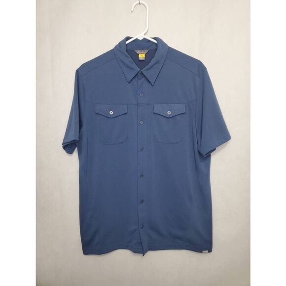 Eddie Bauer Men's Travex Button Down Navy Short Sleeve Shirt Lightweight Outdoor - Picture 1 of 6